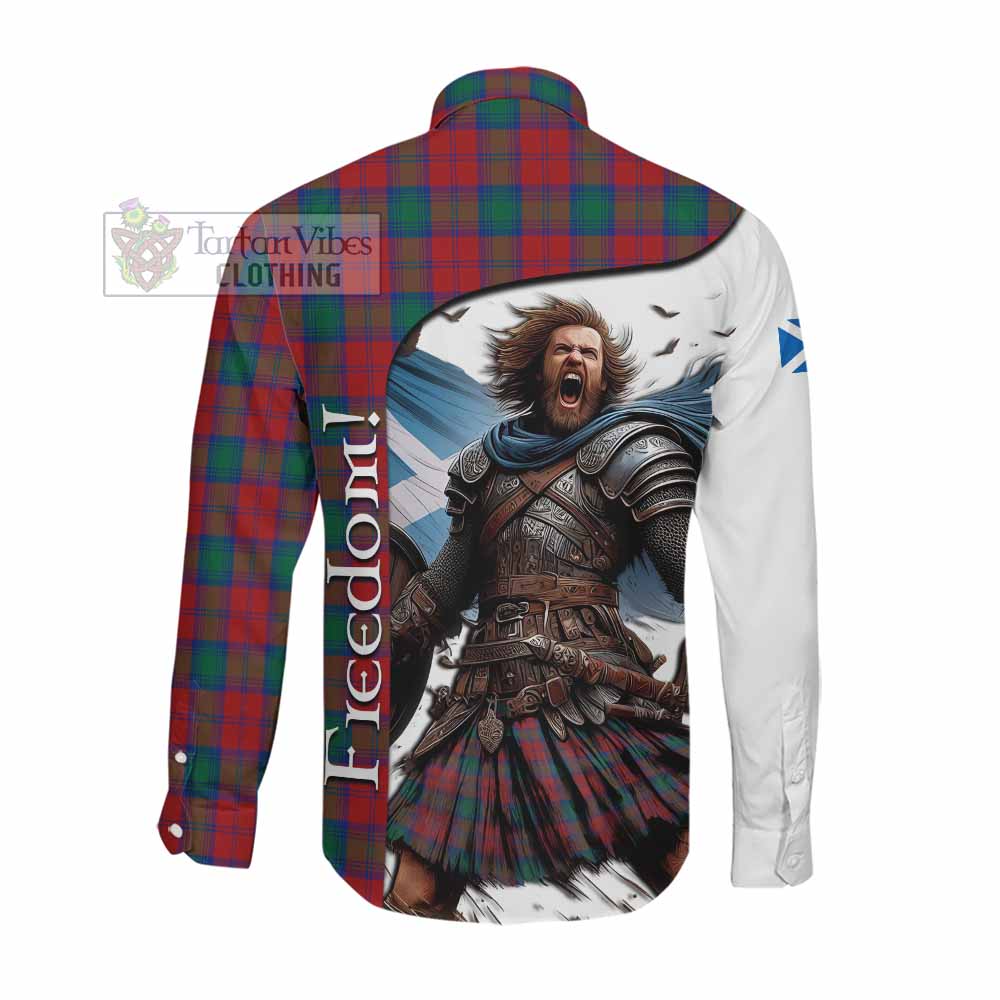 Tartan Vibes Clothing Fotheringham (Fotheringhame) Crest Tartan Long Sleeve Button Shirt Inspired by the Freedom of Scottish Warrior