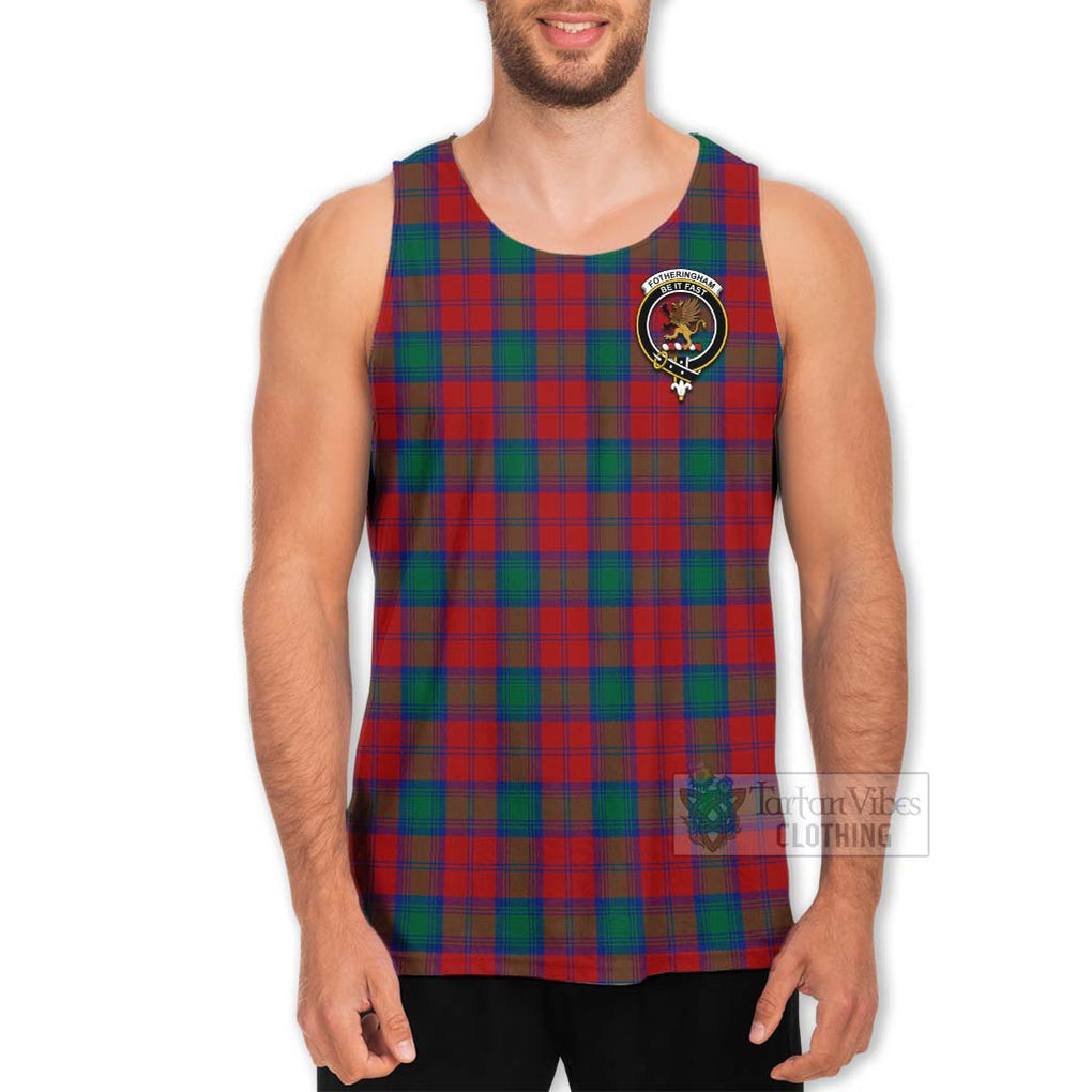 Tartan Vibes Clothing Fotheringham (Fotheringhame) Tartan Men's Tank Top with Family Crest Celtic Skull Style