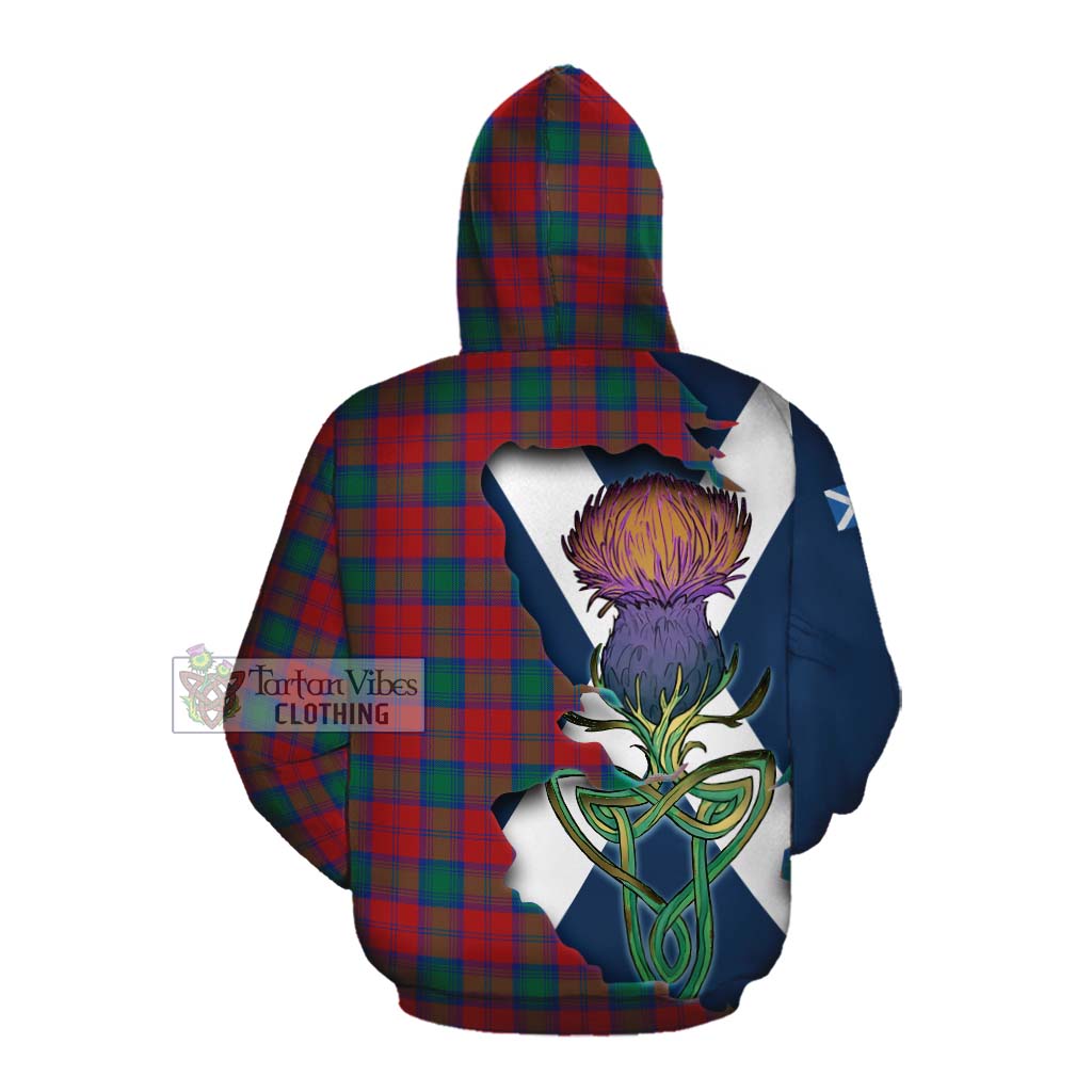 Tartan Vibes Clothing Fotheringham (Fotheringhame) Tartan Family Crest Cotton Hoodie Scottish Thistle Celtic Inspired