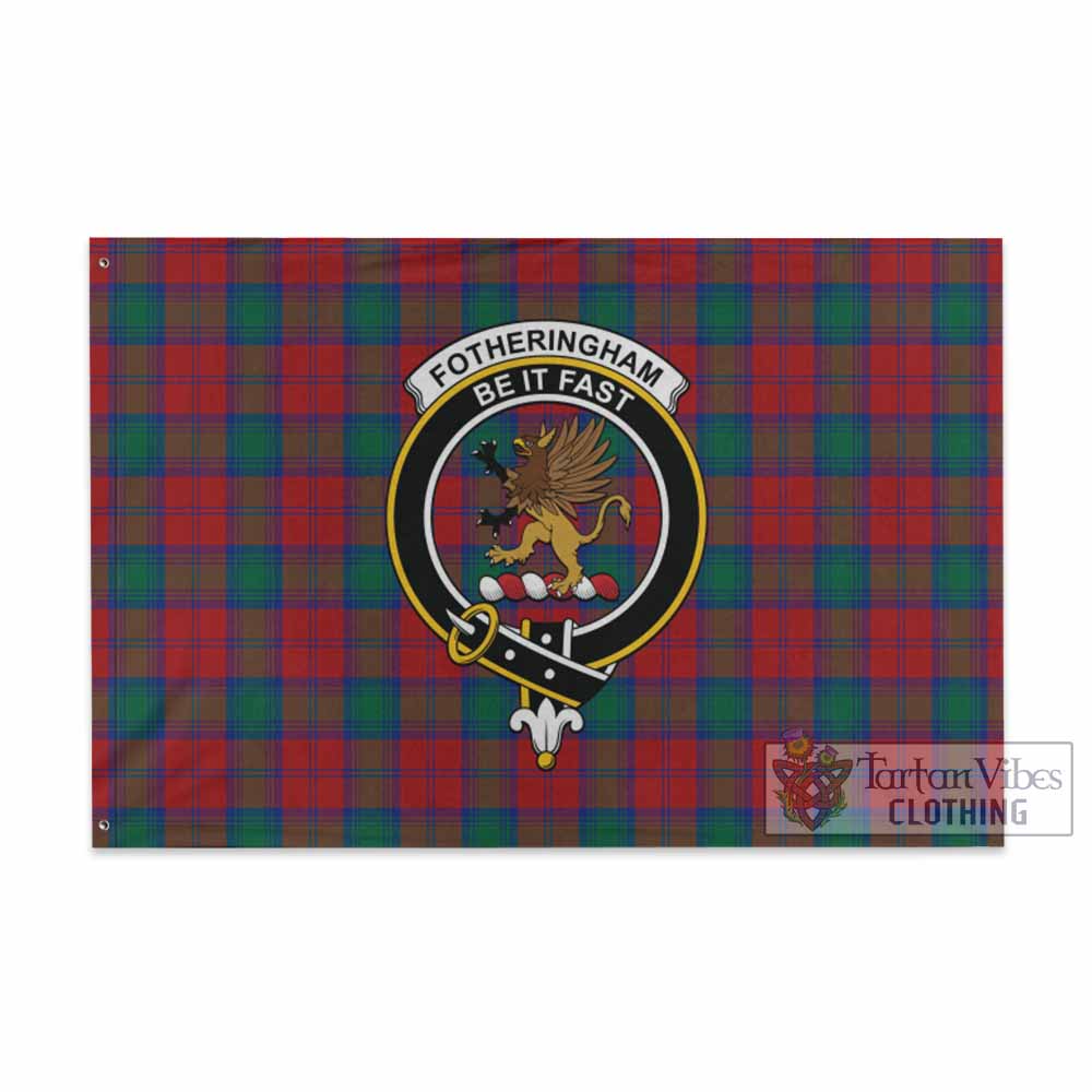 Tartan Vibes Clothing Fotheringham (Fotheringhame) Tartan House Flag with Family Crest