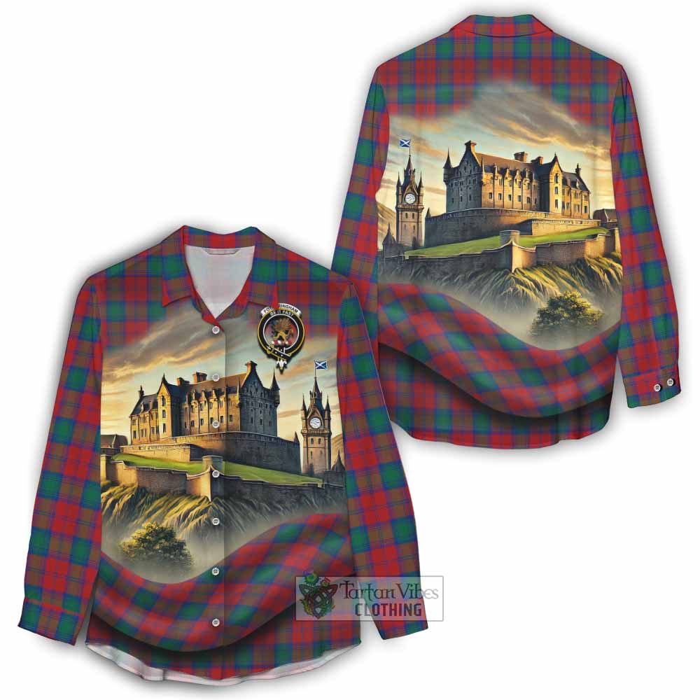 Tartan Vibes Clothing Fotheringham (Fotheringhame) Tartan Family Crest Women's Casual Shirt with Scottish Ancient Castle Style