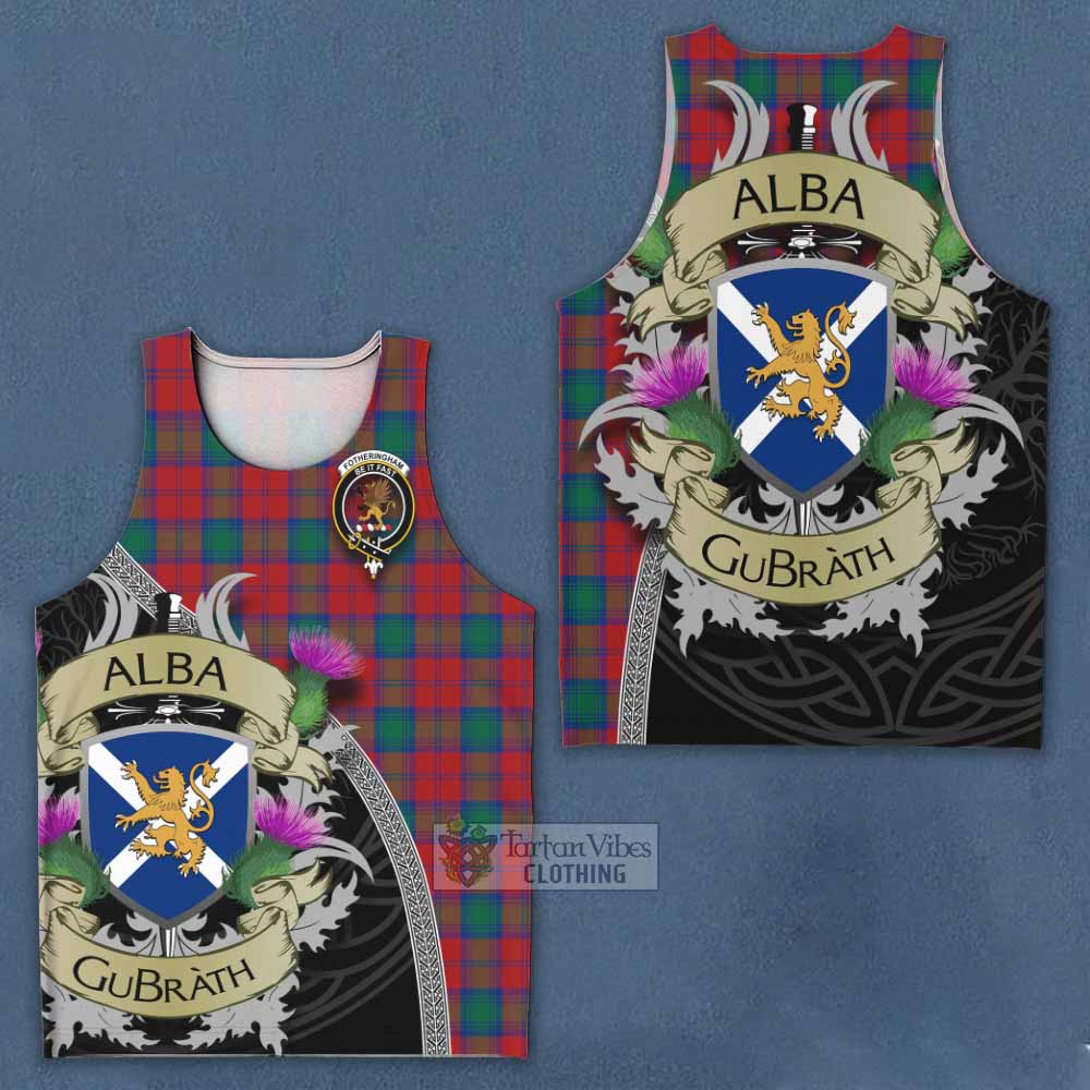 Tartan Vibes Clothing Fotheringham (Fotheringhame) Tartan Family Crest Men's Tank Top Lion Rampant Royal Thistle Shield Celtic Inspired