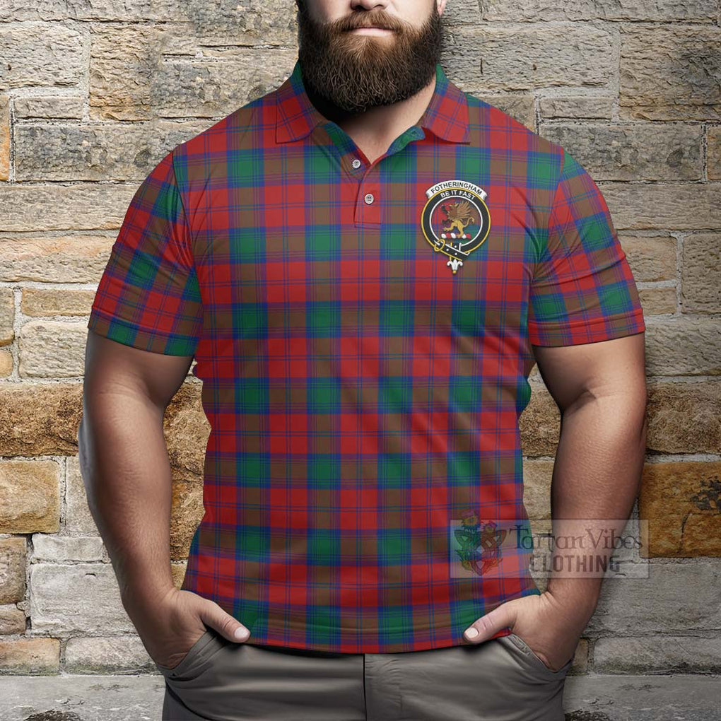 Tartan Vibes Clothing Fotheringham (Fotheringhame) Tartan Polo Shirt with Family Crest Celtic Skull Style