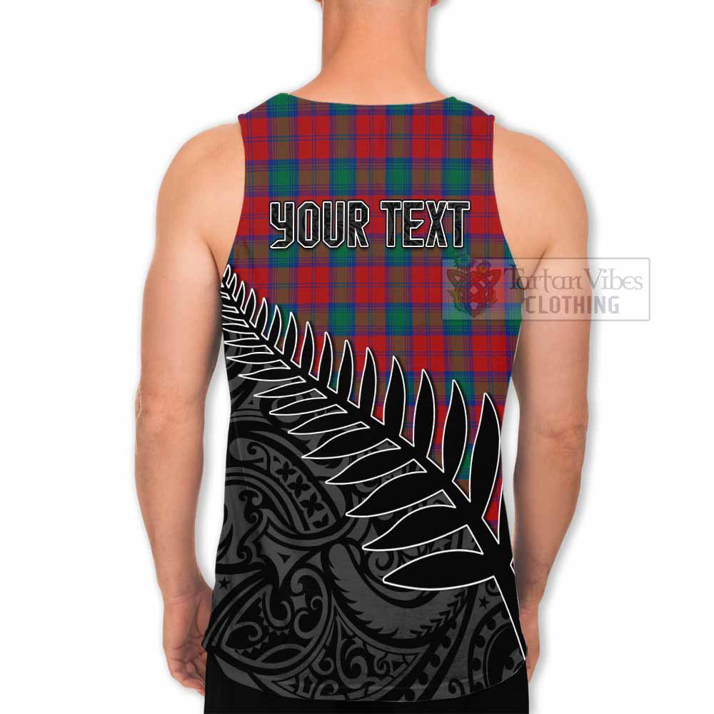 Tartan Vibes Clothing Fotheringham (Fotheringhame) Crest Tartan Men's Tank Top with New Zealand Silver Fern Half Style
