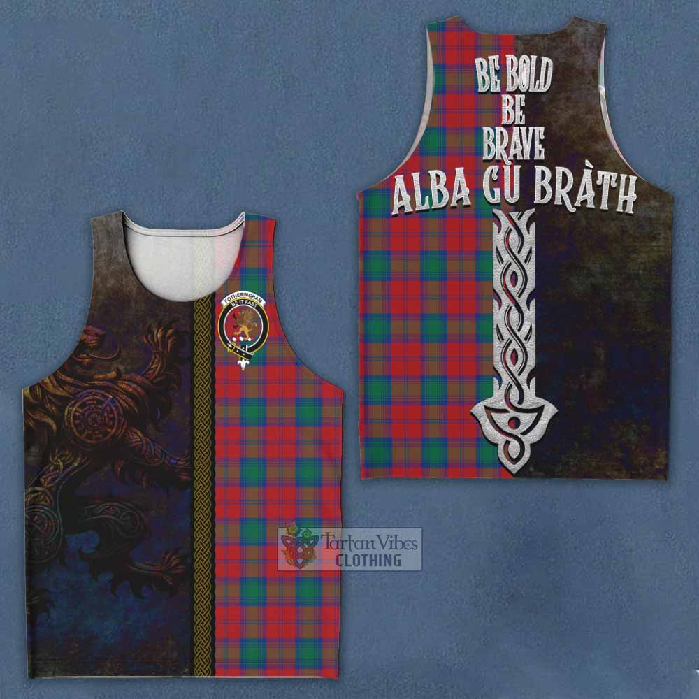 Tartan Vibes Clothing Fotheringham (Fotheringhame) Tartan Family Crest Men's Tank Top Alba Gu Brath Be Brave Lion Ancient Style