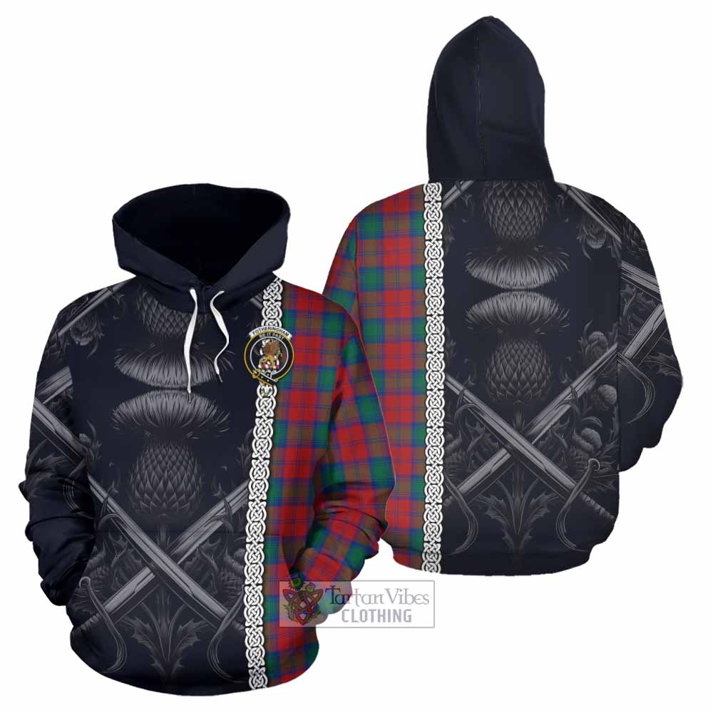 Tartan Vibes Clothing Fotheringham (Fotheringhame) Tartan Hoodie with Family Crest Cross Sword Thistle Celtic Vibes