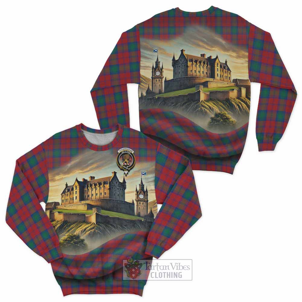 Tartan Vibes Clothing Fotheringham (Fotheringhame) Tartan Family Crest Sweatshirt with Scottish Ancient Castle Style