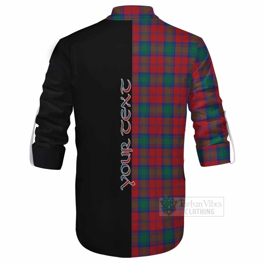 Tartan Vibes Clothing Fotheringham (Fotheringhame) Tartan Ghillie Kilt Shirt with Family Crest and Half Of Me Style
