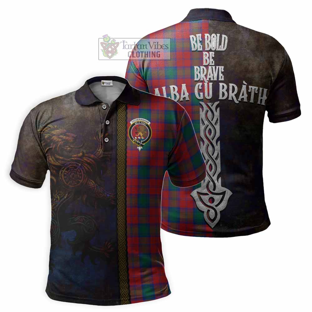 Tartan Vibes Clothing Fotheringham (Fotheringhame) Tartan Family Crest Polo Shirt Alba Gu Brath Be Brave Lion Ancient Style