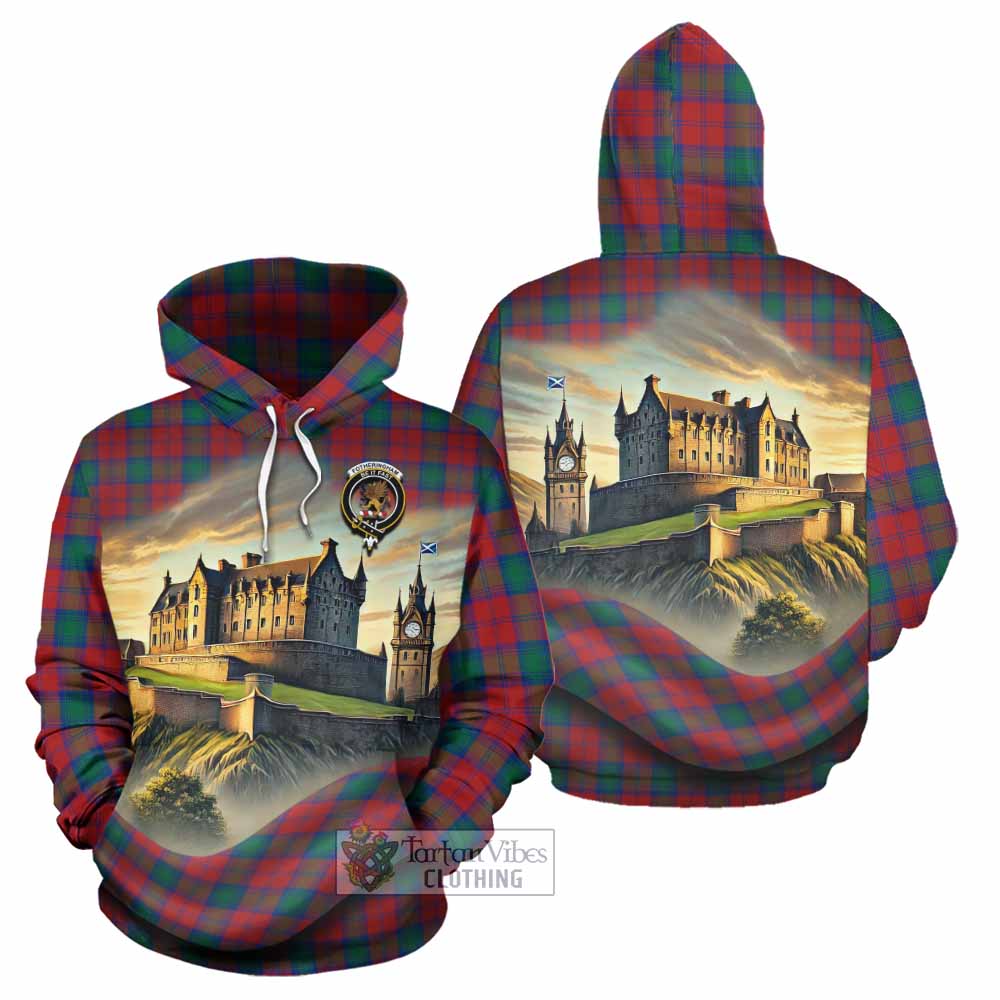 Tartan Vibes Clothing Fotheringham (Fotheringhame) Tartan Family Crest Hoodie with Scottish Ancient Castle Style