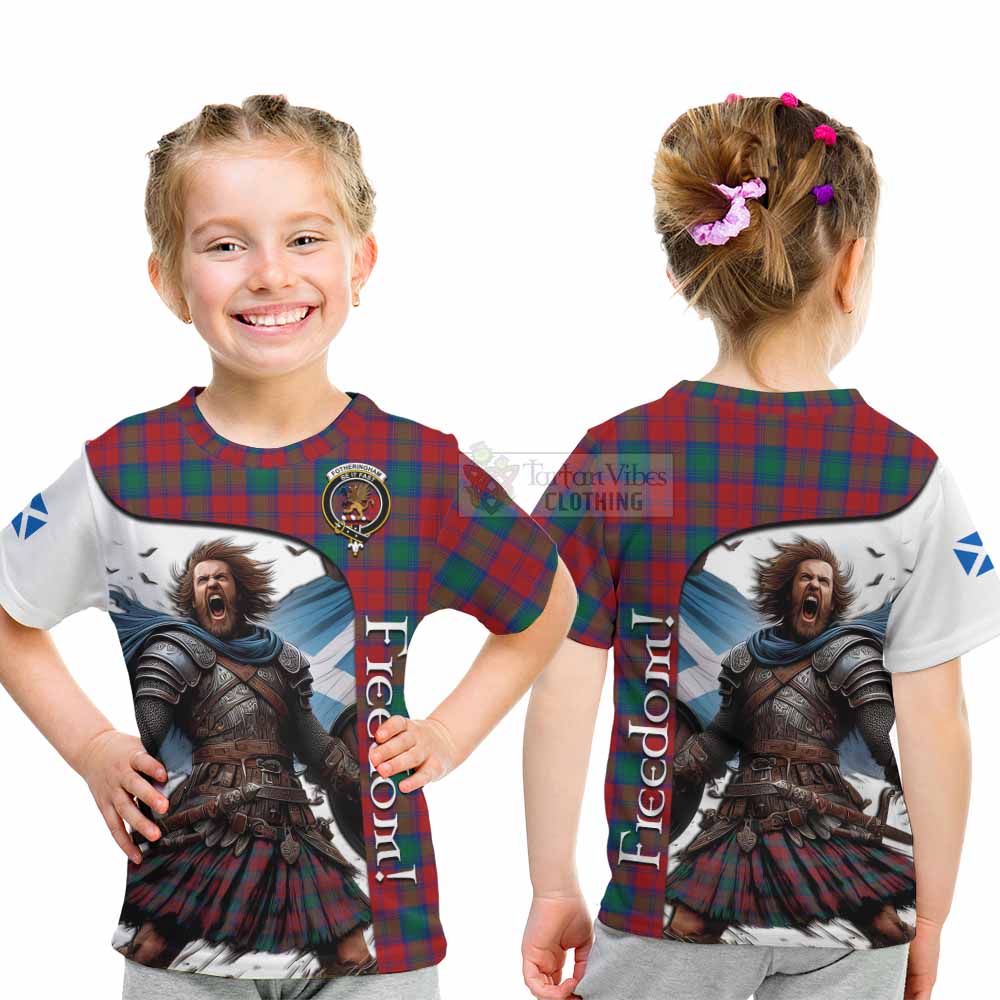 Tartan Vibes Clothing Fotheringham (Fotheringhame) Crest Tartan Kid T-Shirt Inspired by the Freedom of Scottish Warrior