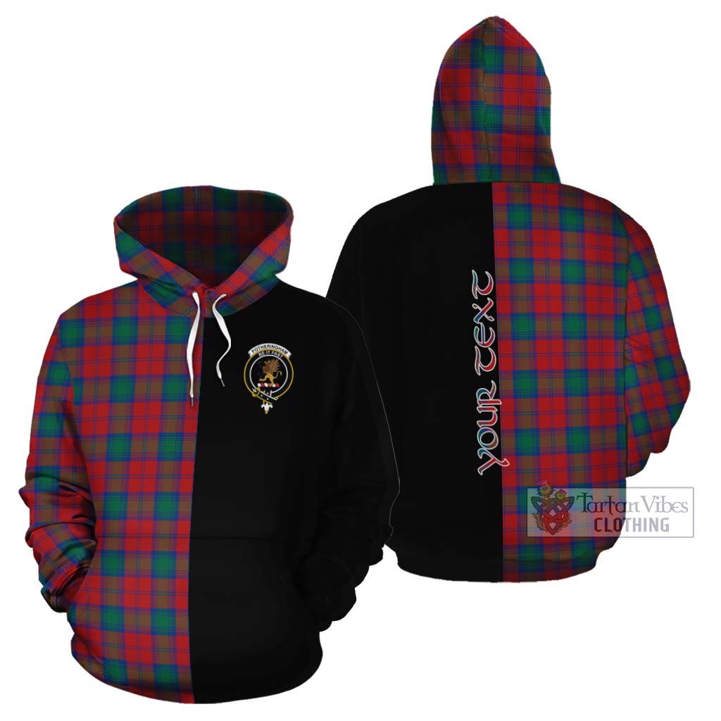 Tartan Vibes Clothing Fotheringham (Fotheringhame) Tartan Cotton Hoodie with Family Crest and Half Of Me Style