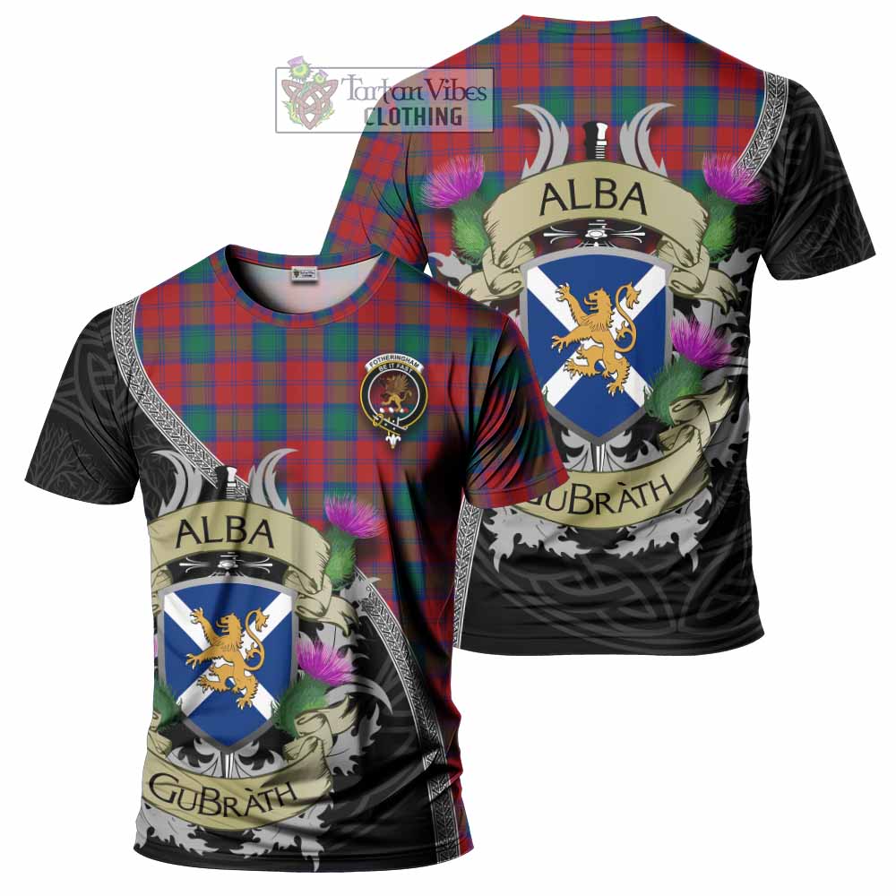 Tartan Vibes Clothing Fotheringham (Fotheringhame) Tartan Family Crest T-Shirt Lion Rampant Royal Thistle Shield Celtic Inspired