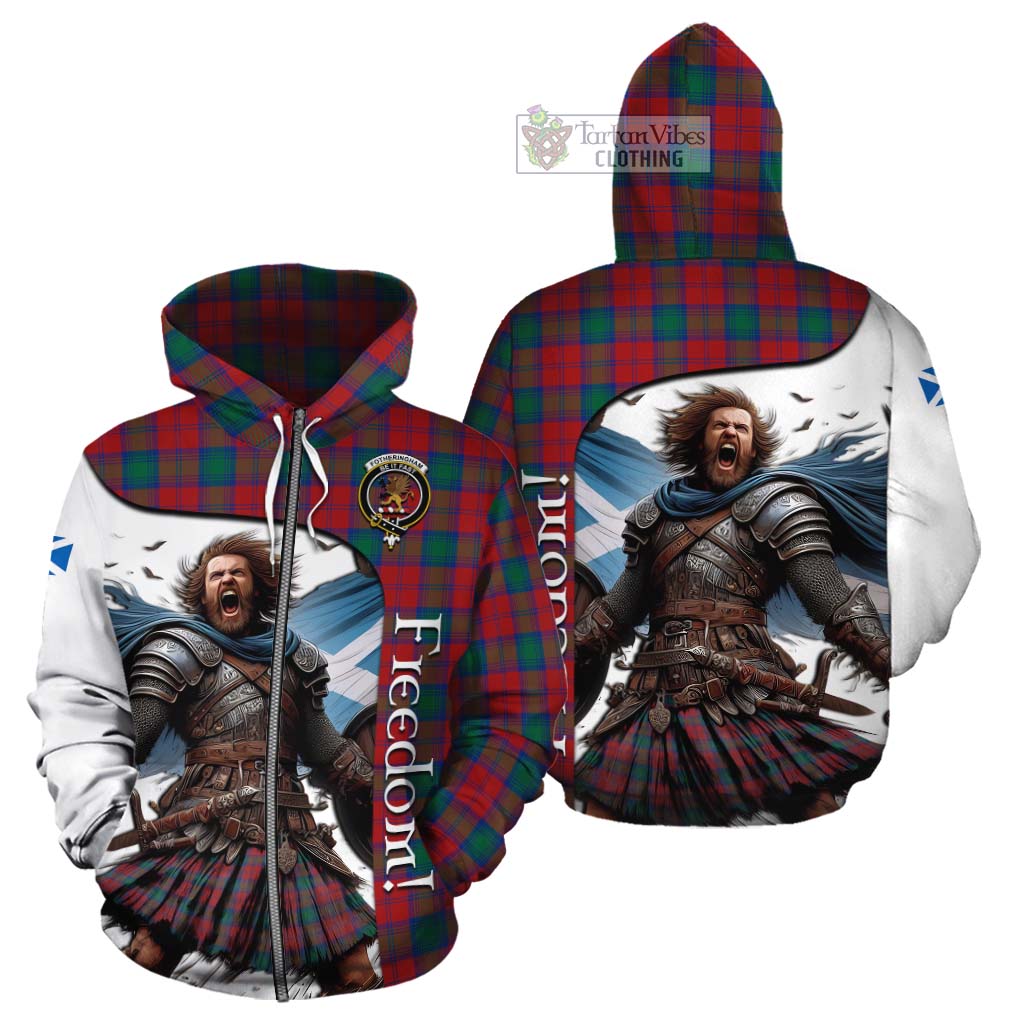 Tartan Vibes Clothing Fotheringham (Fotheringhame) Crest Tartan Cotton Hoodie Inspired by the Freedom of Scottish Warrior