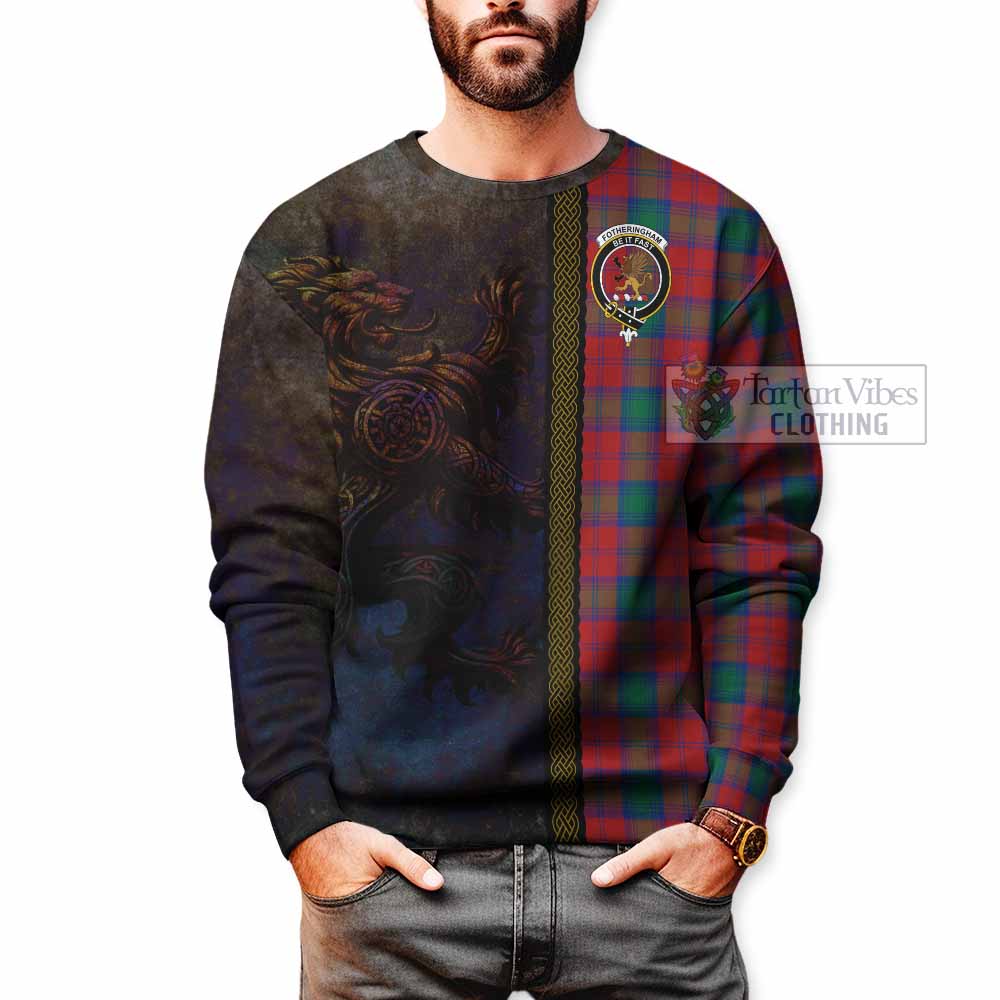 Tartan Vibes Clothing Fotheringham (Fotheringhame) Tartan Family Crest Sweatshirt Alba Gu Brath Be Brave Lion Ancient Style
