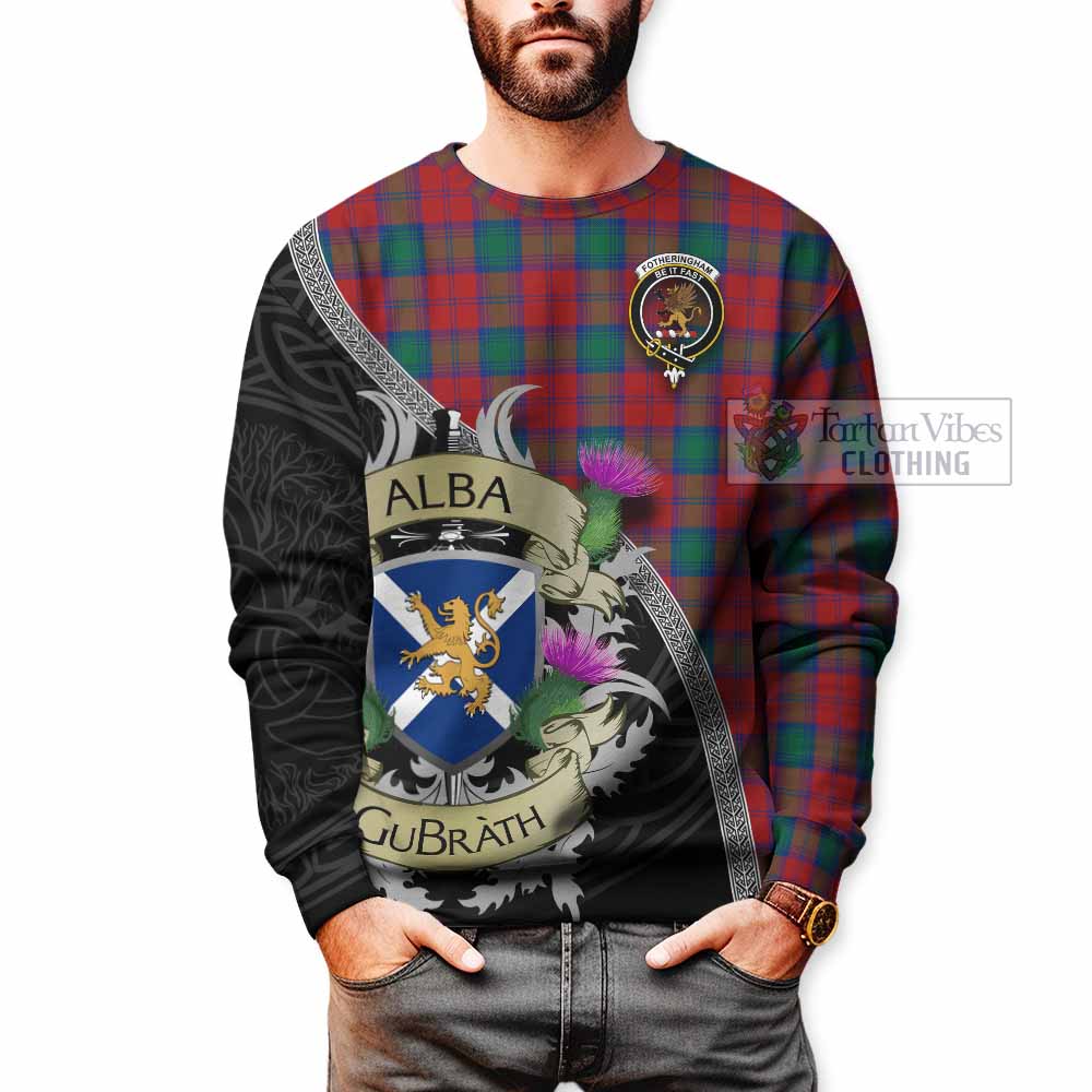 Tartan Vibes Clothing Fotheringham (Fotheringhame) Tartan Family Crest Sweatshirt Lion Rampant Royal Thistle Shield Celtic Inspired