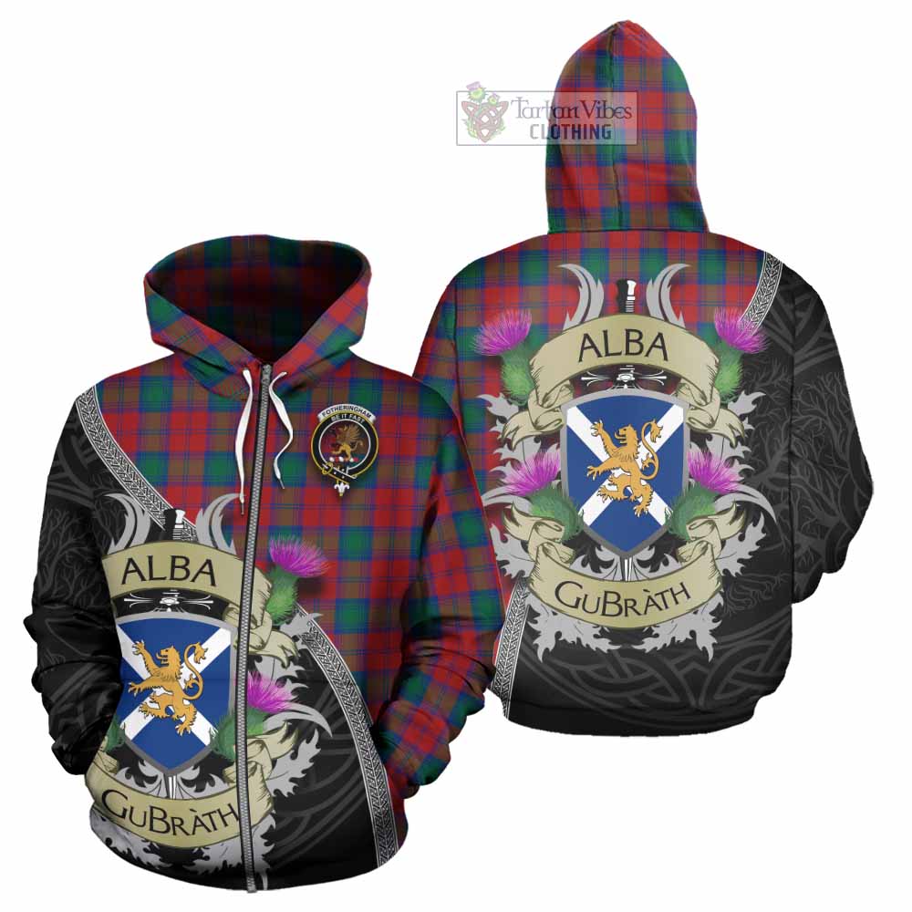 Tartan Vibes Clothing Fotheringham (Fotheringhame) Tartan Family Crest Hoodie Lion Rampant Royal Thistle Shield Celtic Inspired
