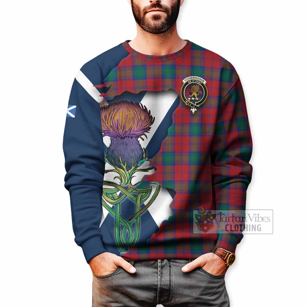 Tartan Vibes Clothing Fotheringham (Fotheringhame) Tartan Family Crest Sweatshirt Scottish Thistle Celtic Inspired