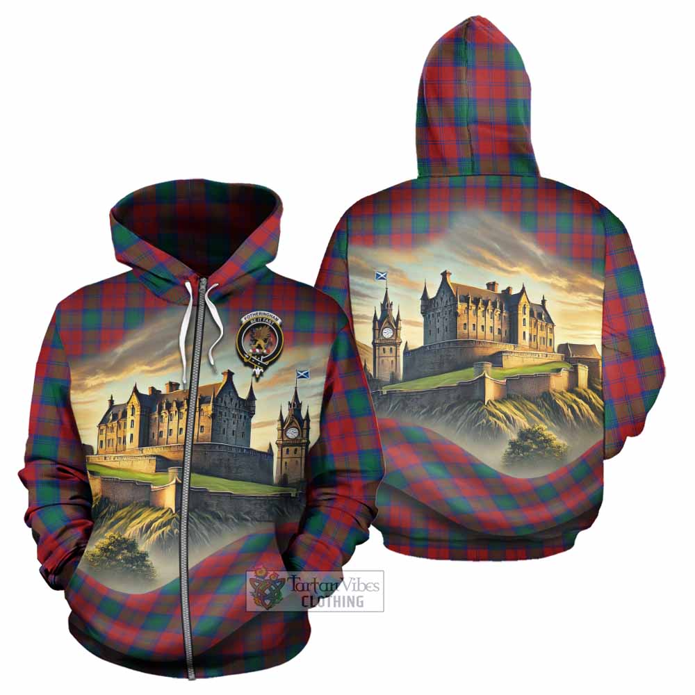 Tartan Vibes Clothing Fotheringham (Fotheringhame) Tartan Family Crest Hoodie with Scottish Ancient Castle Style