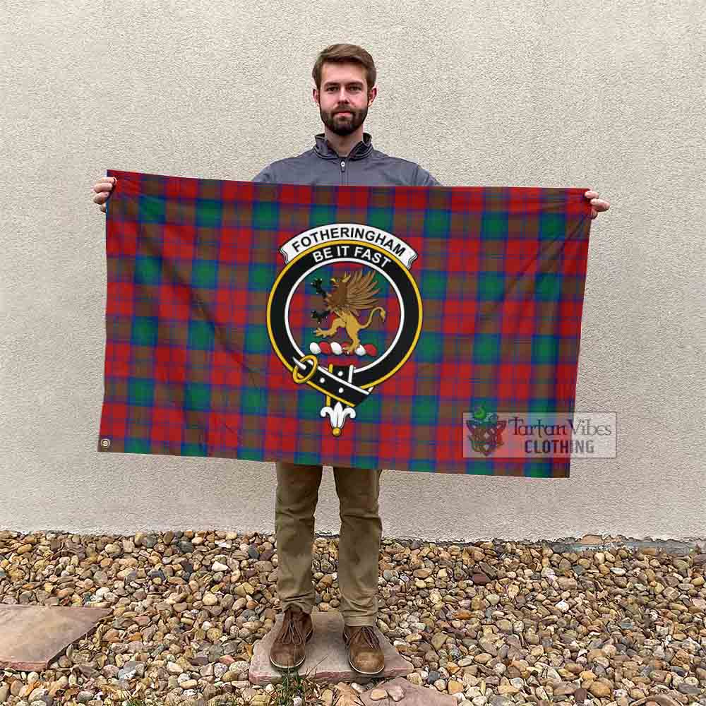 Tartan Vibes Clothing Fotheringham (Fotheringhame) Tartan House Flag with Family Crest