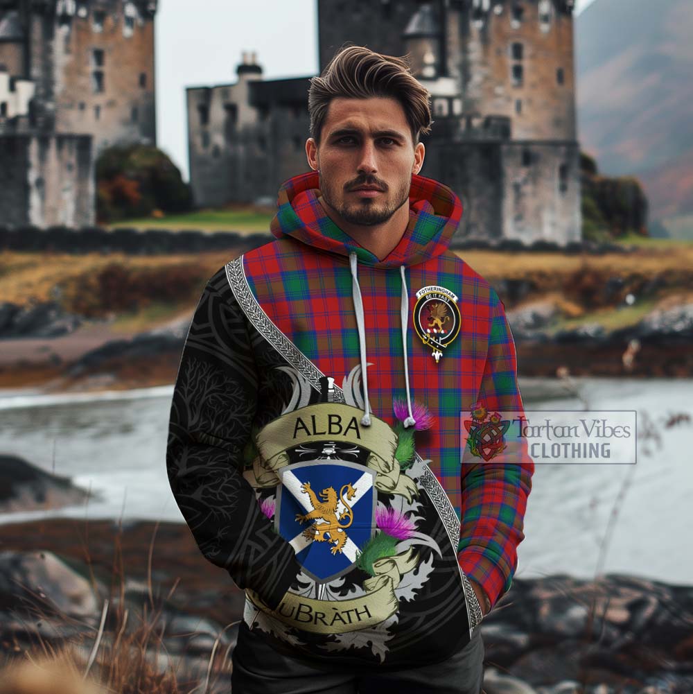 Tartan Vibes Clothing Fotheringham (Fotheringhame) Tartan Family Crest Cotton Hoodie Lion Rampant Royal Thistle Shield Celtic Inspired