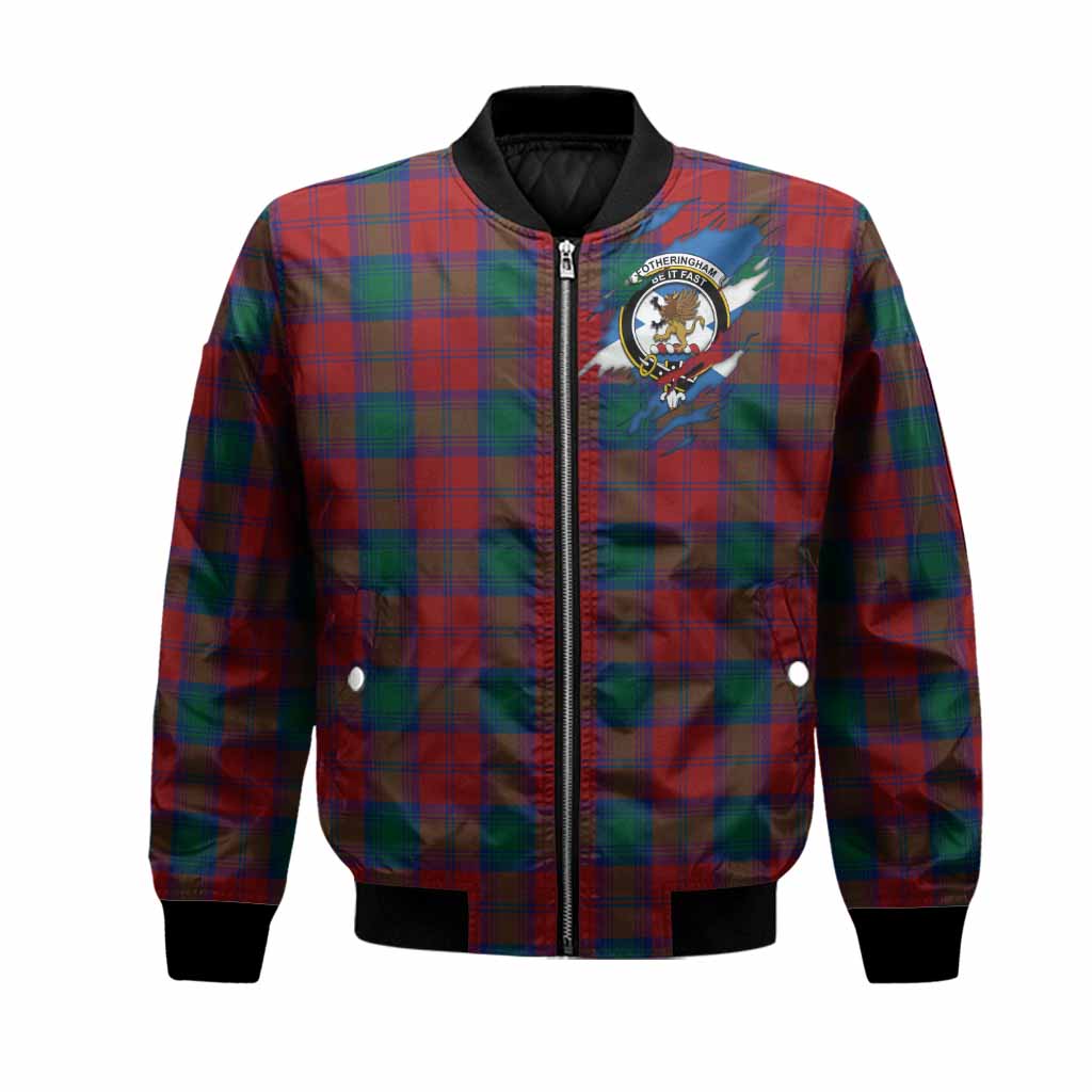 Fotheringham (Fotheringhame) Clan Crest In Me Tartan Bomber Jacket Scotland Flag Style