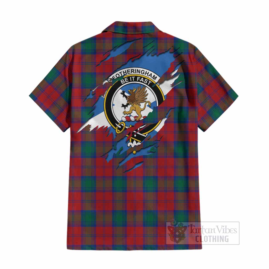 Fotheringham (Fotheringhame) Clan Crest In Me Tartan Cotton Hawaiian Shirt Scotland Flag Style