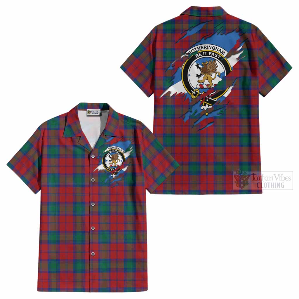 Fotheringham (Fotheringhame) Clan Crest In Me Tartan Cotton Hawaiian Shirt Scotland Flag Style