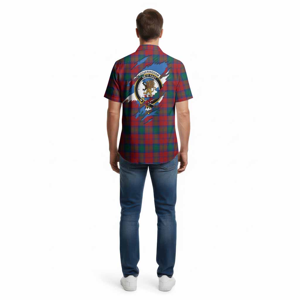 Fotheringham (Fotheringhame) Clan Crest In Me Tartan Cotton Hawaiian Shirt Scotland Flag Style