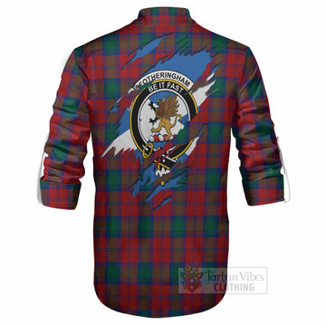 Fotheringham (Fotheringhame) Clan Crest In Me Tartan Ghillie Shirt Scotland Flag Style