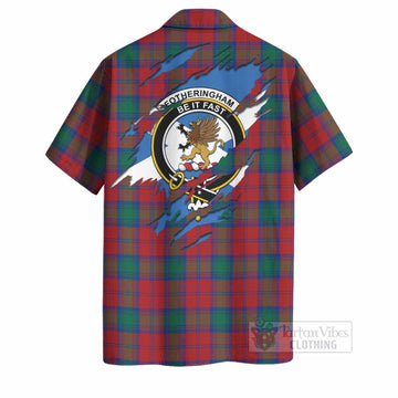 Fotheringham (Fotheringhame) Clan Crest In Me Tartan Hawaiian Shirt Scotland Flag Style