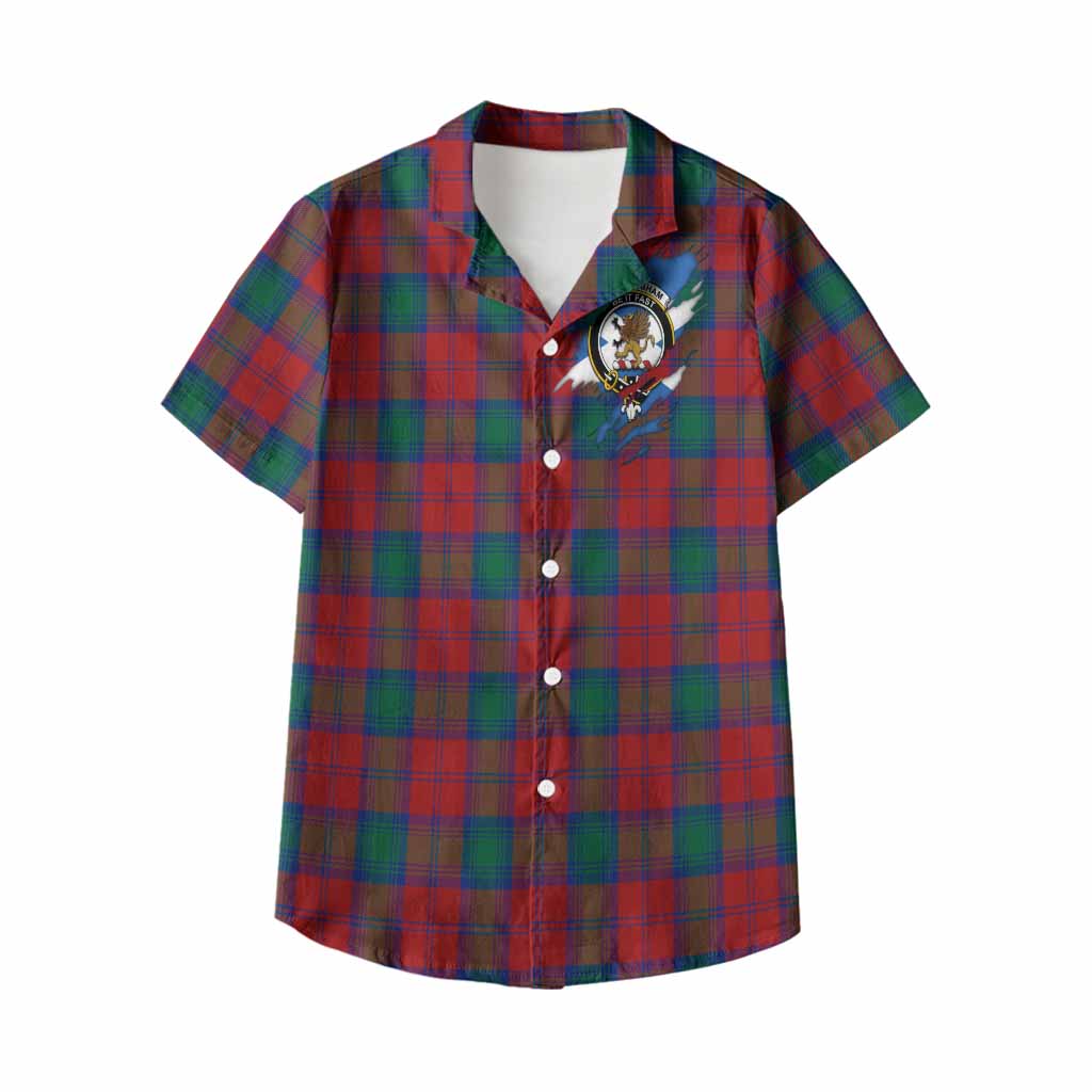 Fotheringham (Fotheringhame) Clan Crest In Me Tartan Kid Hawaiian Shirt Scotland Flag Style