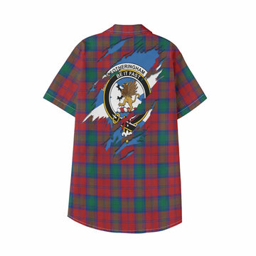 Fotheringham (Fotheringhame) Clan Crest In Me Tartan Kid Hawaiian Shirt Scotland Flag Style
