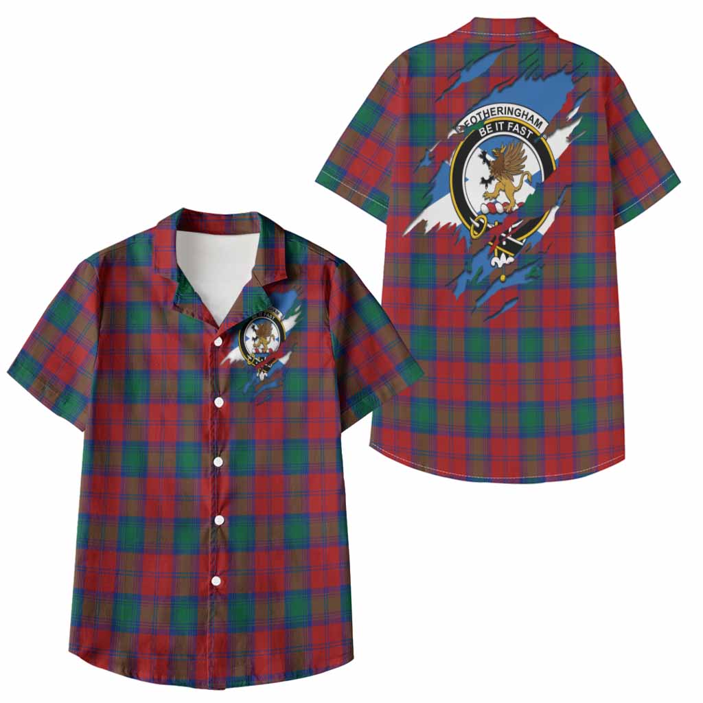 Fotheringham (Fotheringhame) Clan Crest In Me Tartan Kid Hawaiian Shirt Scotland Flag Style