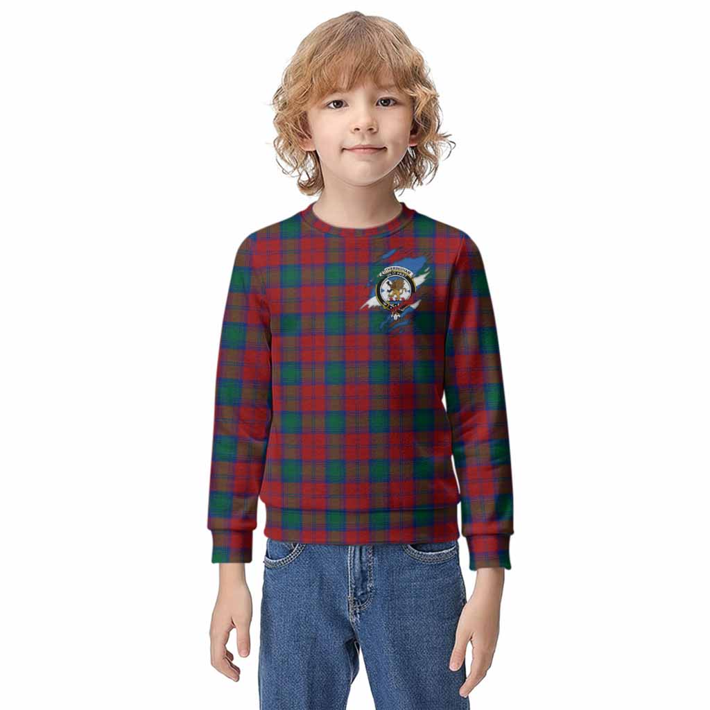 Fotheringham (Fotheringhame) Clan Crest In Me Tartan Kid Knitted Sweatshirt Scotland Flag Style