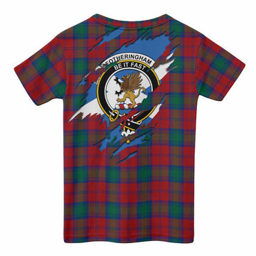 Fotheringham (Fotheringhame) Clan Crest In Me Tartan Kid T-shirt Scotland Flag Style