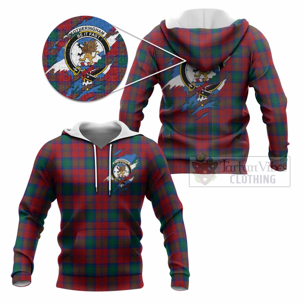 Fotheringham (Fotheringhame) Clan Crest In Me Tartan Knitted Hoodie Scotland Flag Style