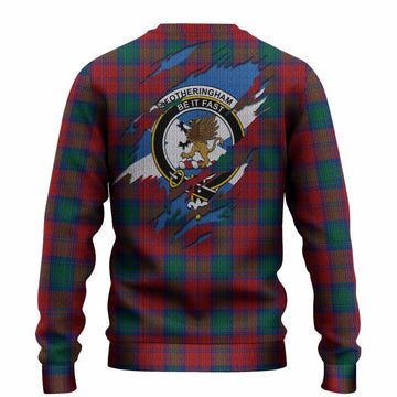 Fotheringham (Fotheringhame) Clan Crest In Me Tartan Knitted Sweater Scotland Flag Style