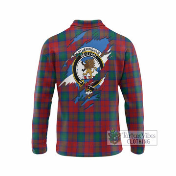 Fotheringham (Fotheringhame) Clan Crest In Me Tartan Long Sleeve Polo Shirt Scotland Flag Style