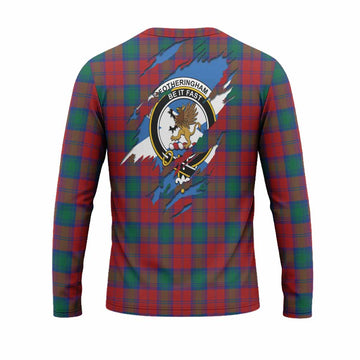 Fotheringham (Fotheringhame) Clan Crest In Me Tartan Long Sleeve T-Shirt Scotland Flag Style
