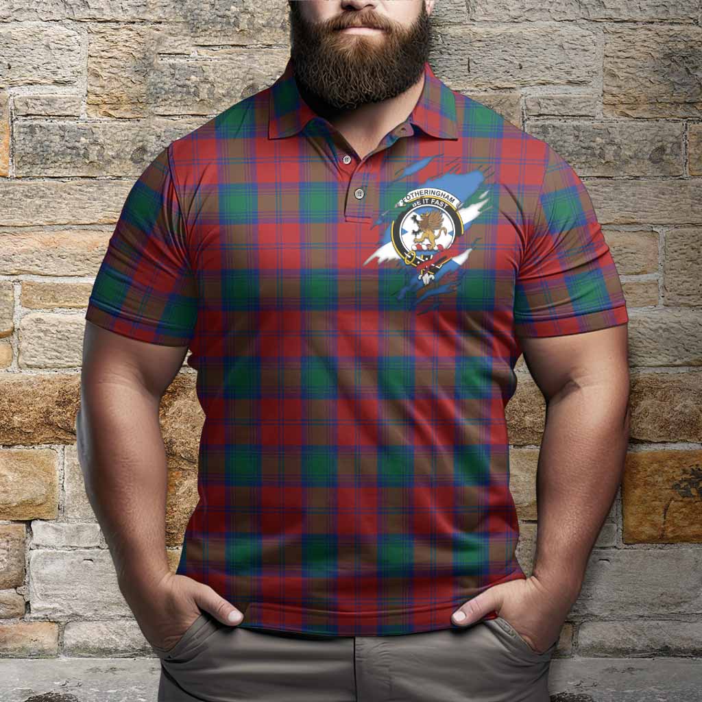 Fotheringham (Fotheringhame) Clan Crest In Me Tartan Polo Shirt Scotland Flag Style