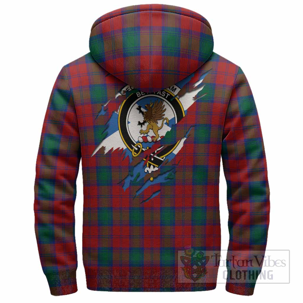 Fotheringham (Fotheringhame) Clan Crest In Me Tartan Sherpa Hoodie Scotland Flag Style