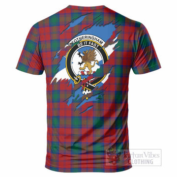 Fotheringham (Fotheringhame) Clan Crest In Me Tartan T-Shirt Scotland Flag Style