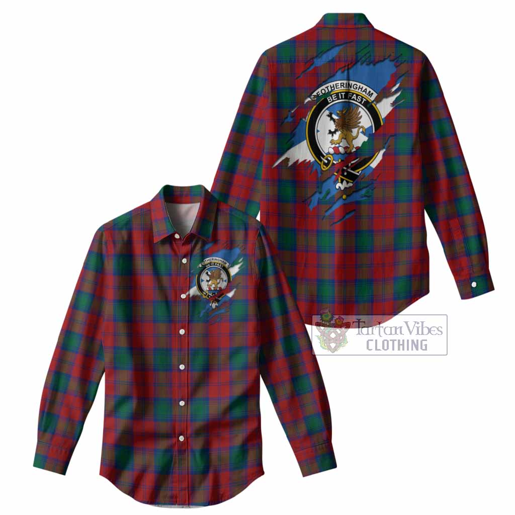 Fotheringham (Fotheringhame) Clan Crest In Me Tartan Women Casual Shirt Scotland Flag Style
