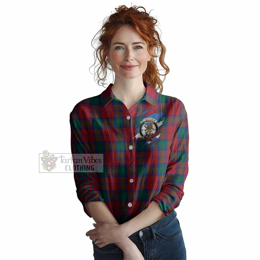 Fotheringham (Fotheringhame) Clan Crest In Me Tartan Women Casual Shirt Scotland Flag Style