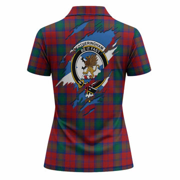 Fotheringham (Fotheringhame) Clan Crest In Me Tartan Women Polo Shirt Scotland Flag Style