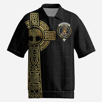 Fotheringham (Fotheringhame) Clan Crest Men’s Polo Sweater Top with Celtic Tree of Life Inspired