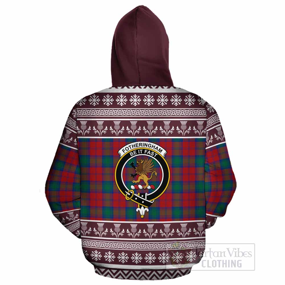 Fotheringham (Fotheringhame) Clan Tartan Christmas Cotton Hoodie with Family Crest - Tartan Vibes Clothing