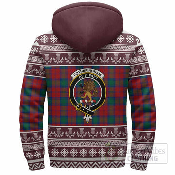 Fotheringham (Fotheringhame) Clan Tartan Christmas Fleece Hoodie with Family Crest