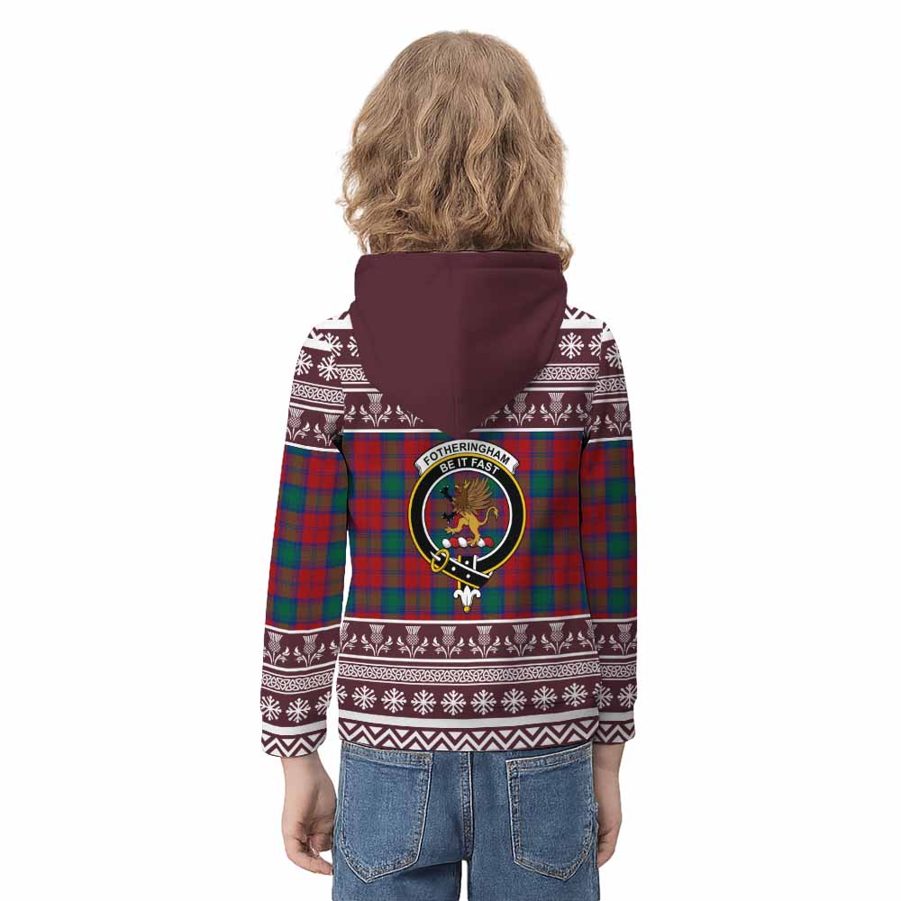 Fotheringham (Fotheringhame) Clan Tartan Christmas Kid Hoodie with Family Crest - Tartan Vibes Clothing